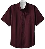 Joe's USA Men's Short Sleeve Wrinkle Resistant Shirts-XL-Burgundy/Light Stone