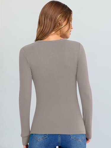 Image of ANRABESS Long Sleeve V Neck Shirts for Women | Soft Comfy Ribbed Knit Fitted Tshirts, Casual Going Out Tops, 2026 Trendy Basic, Fall Winter Underscrub Layering Clothes