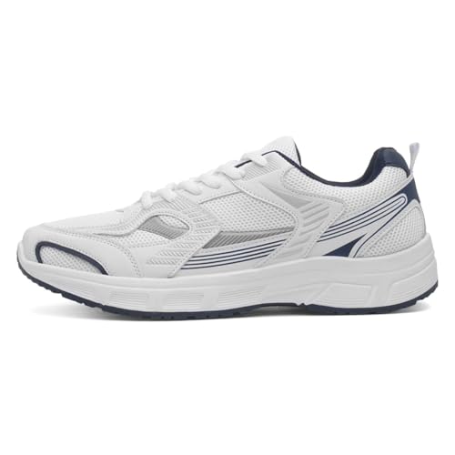 Image of XL Mens White & Silver Lace Up Trainer - Size 11 UK - White