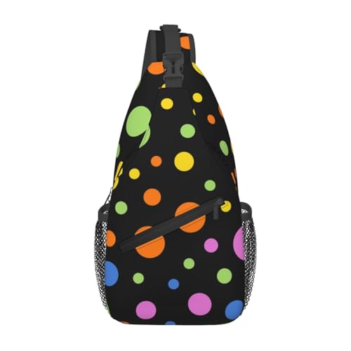 Cute Polka Dots Crossbody Sling Backpack Sling Bag Travel Hiking White Black Dots Chest Bag Daypack for Women Men