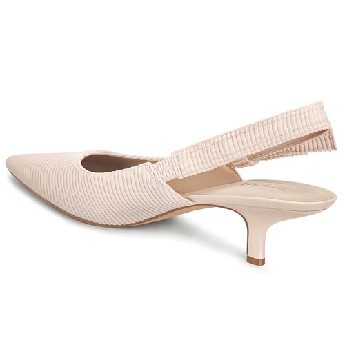 Womens Slingback Kitten Heels Closed Pointed Toe Bowknot Work Pumps Dress Shoes4