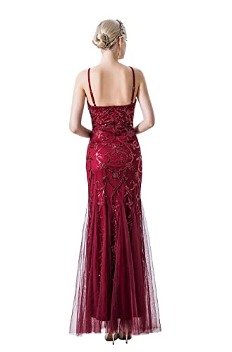 Image of Women Evening Dress 1920s Flapper Cocktail Mermaid Plus Size Formal Gown with Long Gloves
