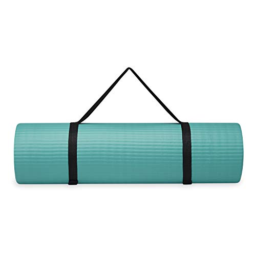 Gaiam Essentials Yoga Fitness & Exercise Mat, Teal, 72" L x 24" W x 10mm Thick