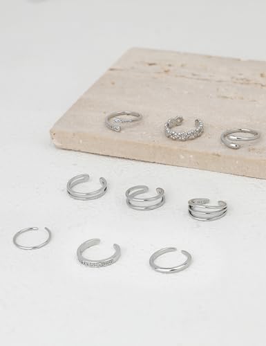 9Pcs 14K Gold Filled Toe Rings for Women Non Tarnish Adjustable Gold CZ Flower Hug Band Toe Rings Summer Beach Open Gold Toe Ring Jewelry for Summer2