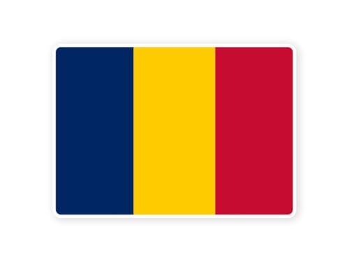 Sticker drapeau TCHAD tchadien 10cm(S) - 28cm(XL) autocollant bord blanc (taille S : 10cm x 7cm)