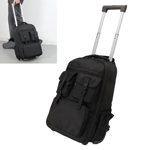 Hztyyier 30L Rolling Duffle Bag 180° Opening Concealed Handle Multifunctional Organization, Trolley Backpack for Business Trip2