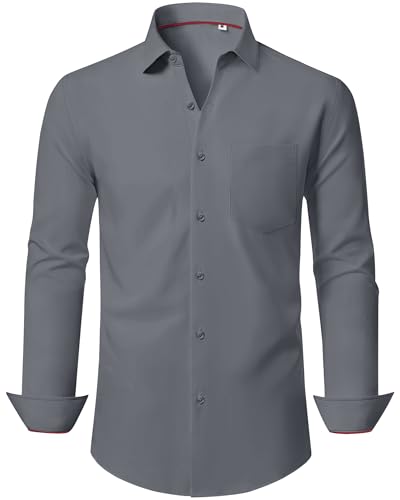 J.VER Herren Hemd Langarm Bügelfreie Business Hemden Stretch...