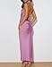 Phicia Sexy Satin Halter Neck Backless Maxi Dress for Women Elegant Tie Cowl Back Formal Wedding Guest Dress for Summer Pink