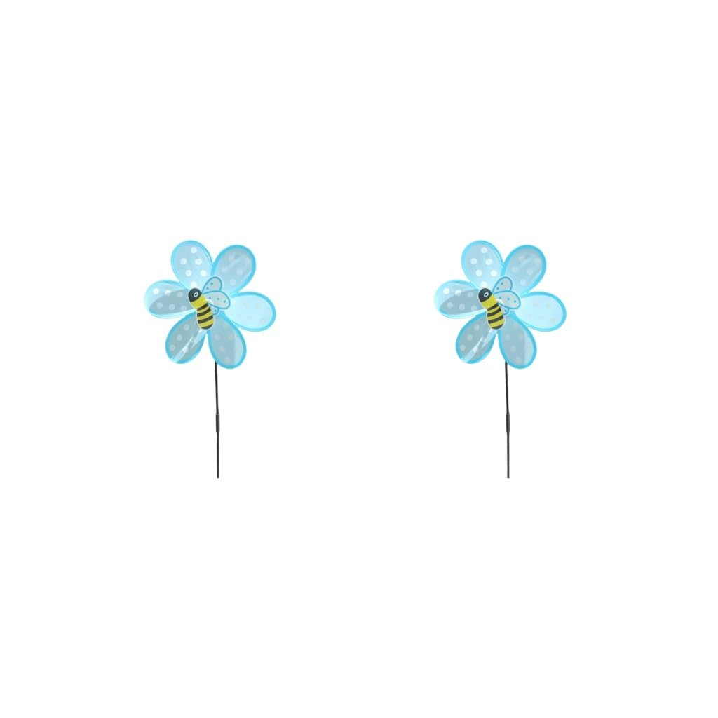 Leisurealeaneag 2 set Windmill Whirl Gifts Flower Pinwheels for Kids Baby Toy Yard Garden Blue, Diameter 28 cm