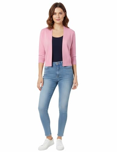 Image of Allsense Women's 3 /4 Sleeve Cropped Shrug Cardigan | Classic Bolero, Open-Front, Lightweight Soft Fine Knit Cover Up