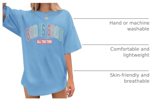 Image of Christian Shirts for Women Oversized God is Good Shirt Religious Jesus Faith Inspirational Tshirt Bible Verse Tee Top