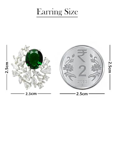 Image of Karatcart Women Green American Diamond Stud Earrings
