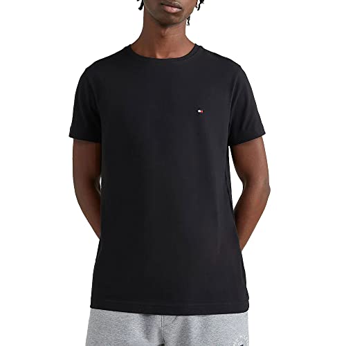 Tommy Hilfiger Herren T-Shirt Kurzarm Core Stretch Slim Fit, Schwarz (Black), S