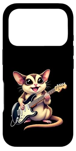 エレキギターを弾く面白いシュガーグライダー 音楽愛好家 スマホケース iPhone 17 Pro 用
