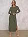 ANRABESS Womens 2025 Fall Long Sleeve Maxi Dress Crewneck Tie Waist Slit Casual Work Long T Shirt Dresses Trendy Outfits Army Green X-Large