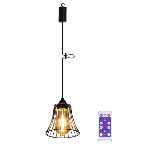 YIKEGE LICHT Hängelampe mit Batterie Fernbedienung Akku Hängeleuchte Deckenlampe ohne Strom Batteriebetriebene Außenbeleuchtung Außen Laternen Lampion für Garten Balkon Flur Deko Weihnachten Geschenk