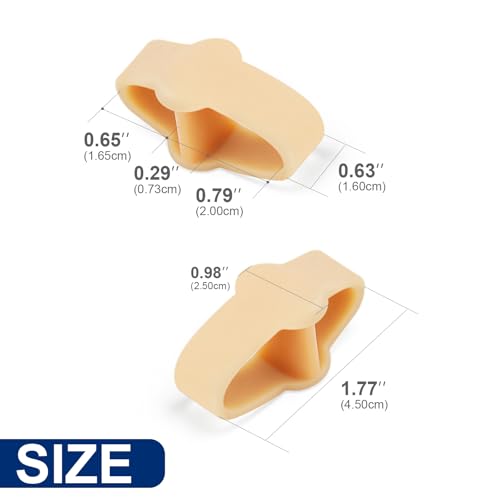Image of Promifun Gel Toe Corrector, 10 Pack of Toe Separators with 2 Loops, Big Toes Spacer for Bunion Pain and Overlapping Toe - Beige