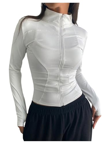 GORGLITTER Women's Leopard Print Zip Up Jacket Long Sleeve Mock Neck Slim Cheetah Tops