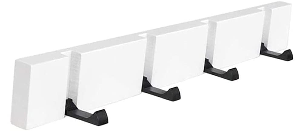 IXMLDAXD Coat rack， Solid Wood Wall Coat Hook Over The Door Organzier Foldable Hanger Hat Rack for Hallway Bedroom-Wood(White,4 Hooks)