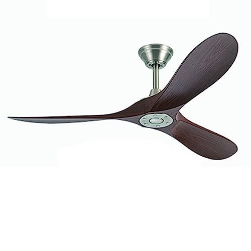 Ventiladores de techo sin luces, ventilador de techo con motor de CC de 132 cm y control remoto, 3 aspas en color roble, con control remoto, ventilador de techo reversible, silencioso, apto para dormi
