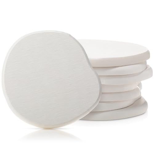 NUOBISHI Home Stone Coaster Set Round Coasters with Absorbent Diatomaceous Earth Slate Stone (8 White)