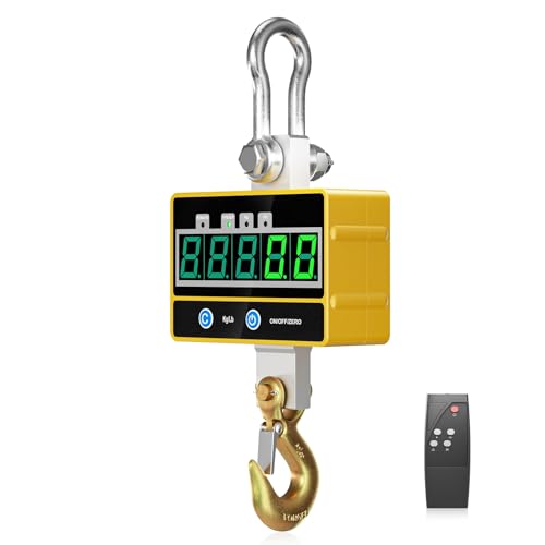 Yontwe Elektronische Hängewaage 2000kg Industrielle schwere Hängewaage Wiederaufladbare superklare digitale Kranwaage Hochpräzise elektronische 2T Hakenwaage mit Fernbedienung