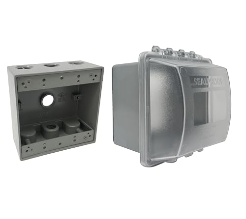 Sealproof 2-Gang Extra Deep Weatherproof in Use Outdoor Outlet Cover with Box Kit, Lockable, UL Extra Duty Compliant, 45 Configurations