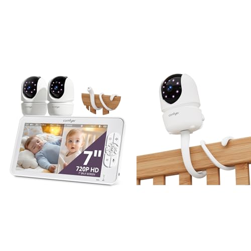 Comfyer Split-Screen Babyphone mit 2 Kameras + Monitor Halterung