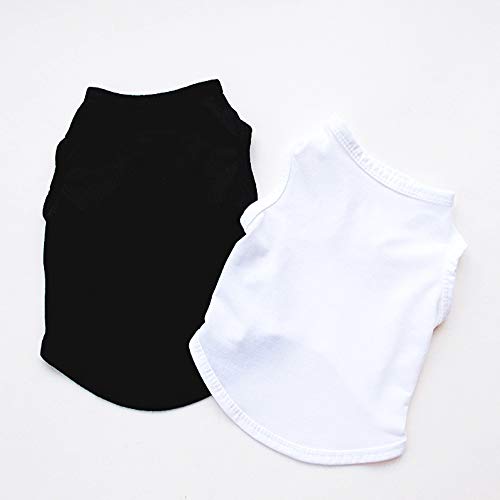 2 Packs Dog Shirts Blank Clothes Plain Dog Shirt For Small Dog Boy Girl Cotton Pet Clothes Apparel Fit For Small Extra Small Medium Dog Cat Black & White #TOP2