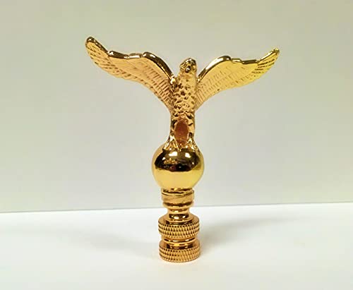 Image of Lamp Finial-EAGLE ON ORB-Polished Brass Finish, Highly detailed metal casting