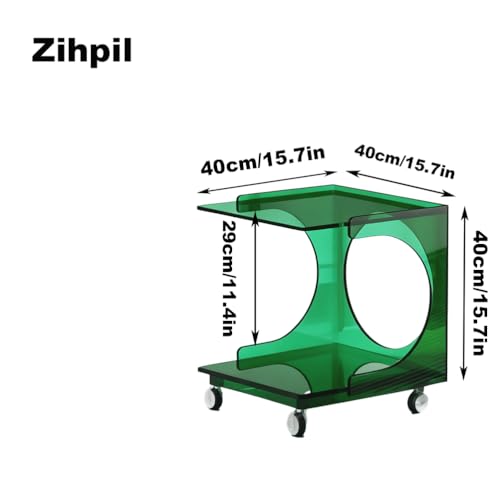 Table de chevet en acrylique transparent vert bout de canapé 40cm - 3