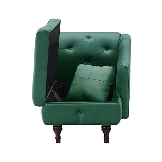 Image of Velvet Chaise Lounge Box Storage for Bedroom, Livingroom (Green)