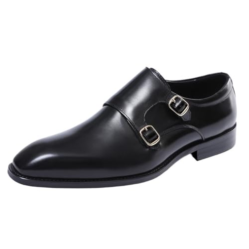 Mens Formal Shoes Toe Double Monk Burnished Leather Tuxedo Slip-on Round Toe Heel Non Slip Anti-Slip Low Top Rubber Sole Wedding - Main Image