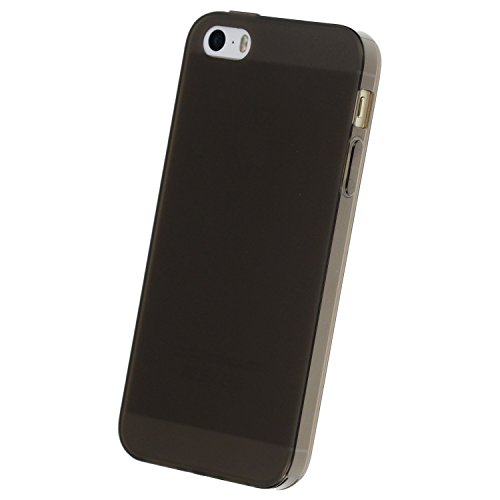 doupi PerfectFit TPU Custodia per iPhone 5 5S SE, Tappi di Polvere incorporatin Mat Trasparente Cover, Nero