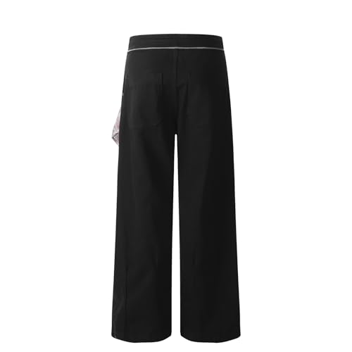 Baggy Jeans Men Two Tone Vintage Open Bottom Wide Leg Jeans Men Emo Relaxed Fit Denim Pants with Detachable Plaid3