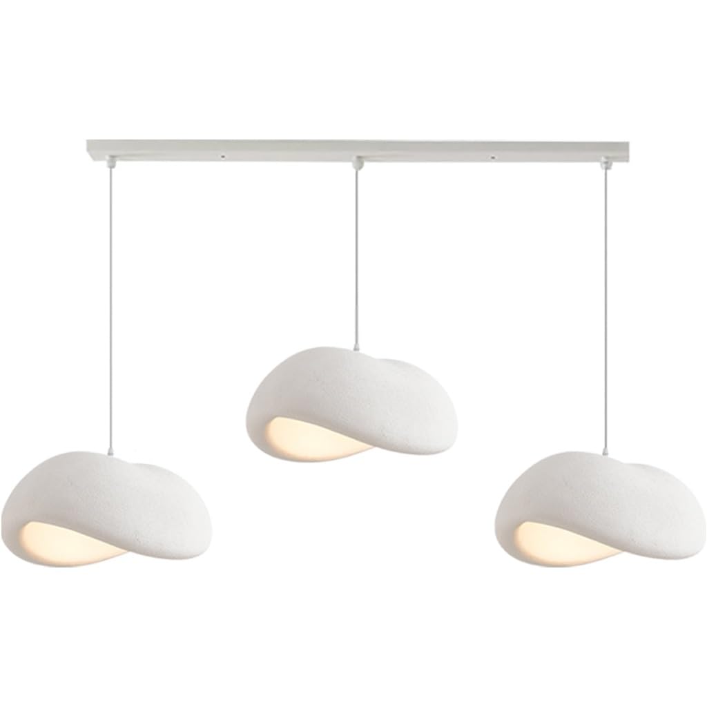 Kreatywna Lampa Wisiąca Wabi Sabi Lampa Pendularna E27 Nowoczesny Styl Japoński 3-Świetlna Biała Regulowalna Wysokościowo Żyrandol Do Stołu Jadalniskowego Salonu Jadalni Oświetlenie(Long)