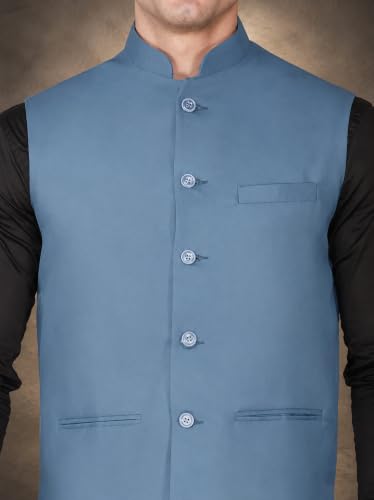 Image of Vastraa Fusion Bandi Modi Koti, Nehru Jacket for Men, Cotton Waistcoat for All Occasion: Diwali, Wedding, Ethnic, Office Party, Formal & casual Look