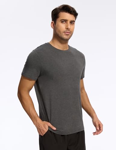 GYS Bamboo-derived Viscose Men's Pajama Tops Summer Short Sleeve Basic Sleep Shirt3