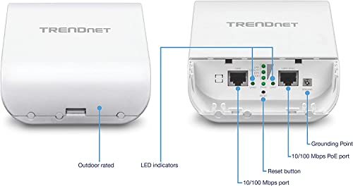Image of TRENDnet 10dBi Wireless N300 Outdoor PoE Pre-configured Point-to-Point Bridge Bundle Kit, TEW-740APBO2K, 2 x Pre-configured Wireless N Access Points, IPX6 Rated Housing, Built-in 10 dBi Antennas white
