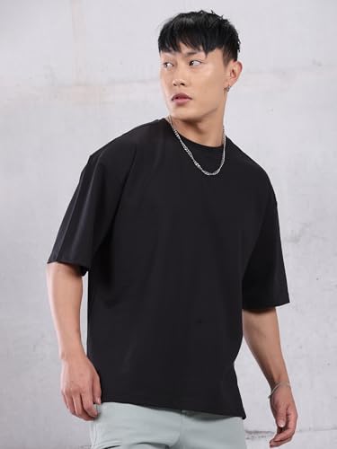 Image of Beyoung Looper Solid Oversized Tshirt for Men | Round Neck | Drop Shoulder | Half Sleeves | Plain Oversized Tshirt