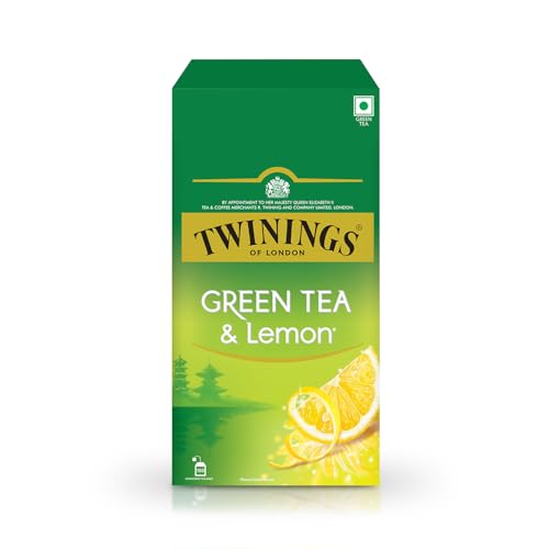Image of Twinings Green Tea & Lemon, 100 Tea Bags| Pack of 1| Perfectly Balanced & Refreshing Taste| Light, Zesty Lemon Flavour| Low Calorie| Handpicked Leaves| Enjoy a Hot Cup of Tea