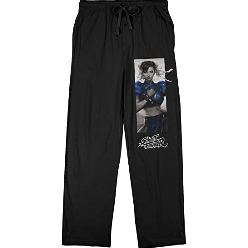 Street Fighter Classic Video Game Chun Li Character Men's Black Sleep Pajama Pants