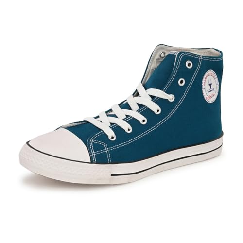 Image of Hirolas Men's Vulcanized Canvas Rubber Toe High Ankle Skateboard Sneakers Shoes.