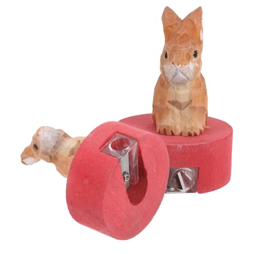 HOODANCOS 2個木製うさぎ型筆削り器 手動式 小型で携帯便利 キッズ用文具 学校やアートスタジオになかわいい筆削り器