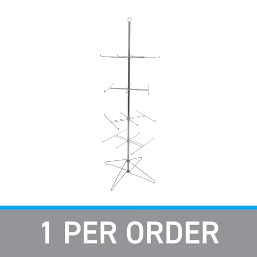 SSWBasics 4-Tier Chrome Wire Spinner Rack (4 tiers - space 12” apart) - Rotating Jewelry Display Organizer - Floor Spinner Rack - Perfect for Food Items and Fashion Accessories