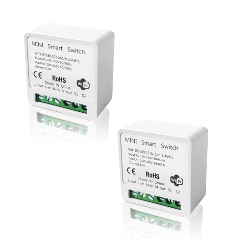 BLHXDM smart home lichtschalter alexa lichtschalter wlan schalter 2,4 GHz, kompatibel mit tuya smart life app, amazon Alexa/Google assistand, smart home lichtschalter, Kein Hub, 16 A 2PC