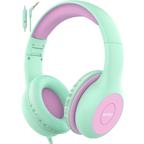 EarFun Kids Headphones with Mic, Wired Headphones Kids 85/94dB Volume Limit, Sharing Function