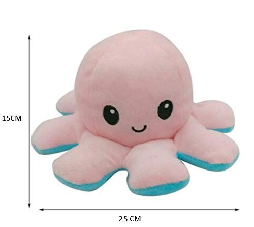 Image of HUG 'n' FEEL SOFT TOYS Soft Toys Long Soft Lovable hugable Cute Giant Life Size Figure Toy Bear (Octopus, Pink Reversible Octopus Mini Plush) 15cmlovely Figure Toy
