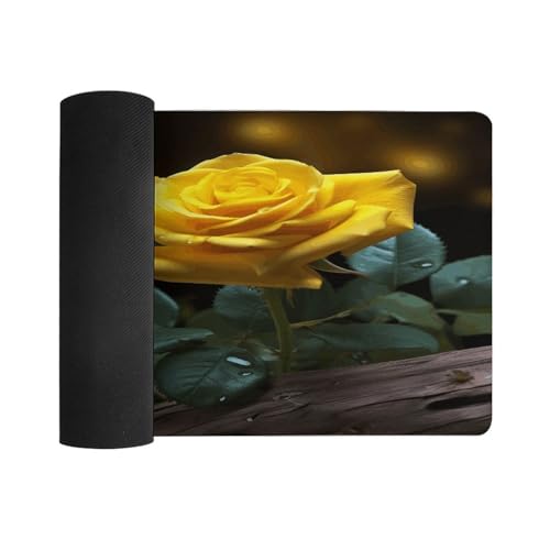 Alfombrilla para escritorio grande con rosas amarillas miniatura 3