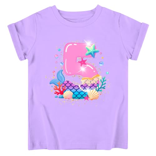 Image of Lovekider Girls Birthday T Shirts Cotton Short Sleeve T-Shirts Tee Party Clothing 3-6 Years